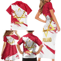 Jewish Festival Poland Family Matching Short Sleeve Bodycon Dress and Hawaiian Shirt Polska Eagle Star Of David