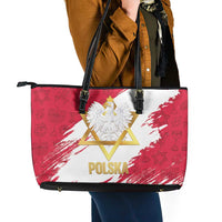 Jewish Festival Poland Leather Tote Bag Polska Eagle Star Of David