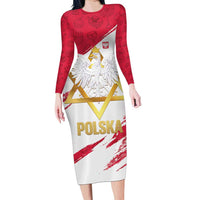 Jewish Festival Poland Long Sleeve Bodycon Dress Polska Eagle Star Of David
