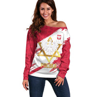 Jewish Festival Poland Off Shoulder Sweater Polska Eagle Star Of David