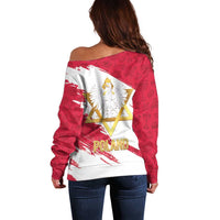 Jewish Festival Poland Off Shoulder Sweater Polska Eagle Star Of David