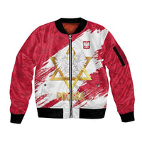 Jewish Festival Poland Sleeve Zip Bomber Jacket Polska Eagle Star Of David