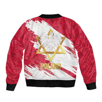Jewish Festival Poland Sleeve Zip Bomber Jacket Polska Eagle Star Of David