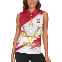 Jewish Festival Poland Women Sleeveless Polo Shirt Polska Eagle Star Of David