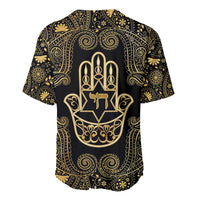 Jewish Hamsa Chai Baseball Jersey Gold Paisley Pattern
