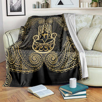Jewish Hamsa Chai Blanket Gold Paisley Pattern