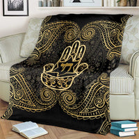 Jewish Hamsa Chai Blanket Gold Paisley Pattern