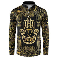 Jewish Hamsa Chai Button Sweatshirt Gold Paisley Pattern
