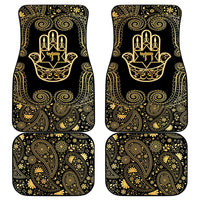 Jewish Hamsa Chai Car Mats Gold Paisley Pattern