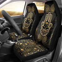 Jewish Hamsa Chai Car Seat Cover Gold Paisley Pattern