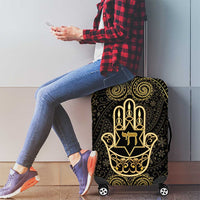 Jewish Hamsa Chai Luggage Cover Gold Paisley Pattern