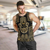 Jewish Hamsa Chai Men Tank Top Gold Paisley Pattern