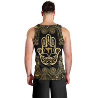 Jewish Hamsa Chai Men Tank Top Gold Paisley Pattern