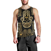 Jewish Hamsa Chai Men Tank Top Gold Paisley Pattern