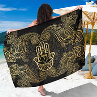 Jewish Hamsa Chai Sarong Gold Paisley Pattern