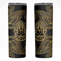 Jewish Hamsa Chai Skinny Tumbler Gold Paisley Pattern