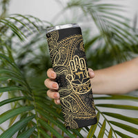 Jewish Hamsa Chai Skinny Tumbler Gold Paisley Pattern