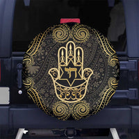 Jewish Hamsa Chai Spare Tire Cover Gold Paisley Pattern