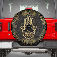 Jewish Hamsa Chai Spare Tire Cover Gold Paisley Pattern