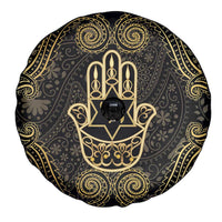 Jewish Hamsa Chai Spare Tire Cover Gold Paisley Pattern