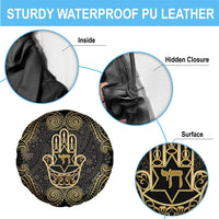 Jewish Hamsa Chai Spare Tire Cover Gold Paisley Pattern