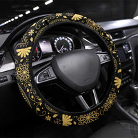 Jewish Hamsa Chai Steering Wheel Cover Gold Paisley Pattern