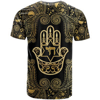 Jewish Hamsa Chai T Shirt Gold Paisley Pattern