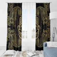 Jewish Hamsa Chai Window Curtain Gold Paisley Pattern