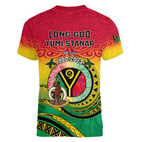 Vanuatu Women V Neck T Shirt Yumi 43 Hapi Independens Dei - Wonder Print Shop