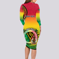 Personalised Vanuatu Long Sleeve Bodycon Dress Yumi 43 Hapi Independens Dei - Wonder Print Shop