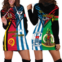 Vanuatu And West Papua Hoodie Dress Coat Of Arms Mix Flag Style - Wonder Print Shop