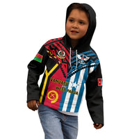 Vanuatu And West Papua Kid Hoodie Coat Of Arms Mix Flag Style - Wonder Print Shop
