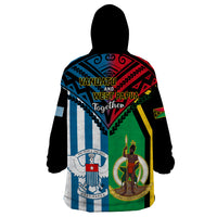 Vanuatu And West Papua Wearable Blanket Hoodie Coat Of Arms Mix Flag Style - Wonder Print Shop