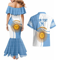 Custom Argentina Football Couples Matching Mermaid Dress and Hawaiian Shirt Vamos La Albiceleste - Sky Blue Version - Wonder Print Shop