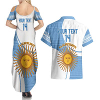 Custom Argentina Football Couples Matching Summer Maxi Dress and Hawaiian Shirt Vamos La Albiceleste - Sky Blue Version - Wonder Print Shop