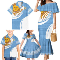 Custom Argentina Football Family Matching Mermaid Dress and Hawaiian Shirt Vamos La Albiceleste - Sky Blue Version - Wonder Print Shop