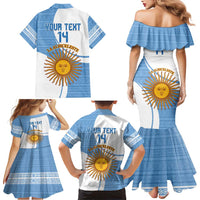 Custom Argentina Football Family Matching Mermaid Dress and Hawaiian Shirt Vamos La Albiceleste - Sky Blue Version - Wonder Print Shop