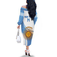 Custom Argentina Football Family Matching Off The Shoulder Long Sleeve Dress and Hawaiian Shirt Vamos La Albiceleste - Sky Blue Version - Wonder Print Shop