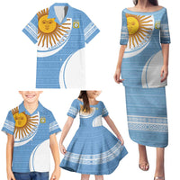 Custom Argentina Football Family Matching Puletasi and Hawaiian Shirt Vamos La Albiceleste - Sky Blue Version - Wonder Print Shop