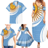 Custom Argentina Football Family Matching Summer Maxi Dress and Hawaiian Shirt Vamos La Albiceleste - Sky Blue Version - Wonder Print Shop