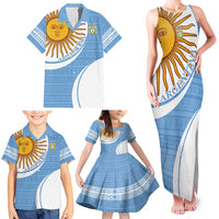 Custom Argentina Football Family Matching Tank Maxi Dress and Hawaiian Shirt Vamos La Albiceleste - Sky Blue Version - Wonder Print Shop