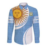 Custom Argentina Football Long Sleeve Button Shirt Vamos La Albiceleste - Sky Blue Version - Wonder Print Shop