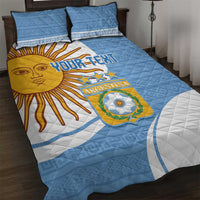 Custom Argentina Football Quilt Bed Set Vamos La Albiceleste - Sky Blue Version - Wonder Print Shop