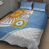 Custom Argentina Football Quilt Bed Set Vamos La Albiceleste - Sky Blue Version - Wonder Print Shop