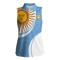 Custom Argentina Football Women Sleeveless Polo Shirt Vamos La Albiceleste - Sky Blue Version - Wonder Print Shop