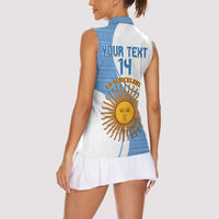Custom Argentina Football Women Sleeveless Polo Shirt Vamos La Albiceleste - Sky Blue Version - Wonder Print Shop