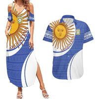 Custom Argentina Football Couples Matching Summer Maxi Dress and Hawaiian Shirt Vamos La Albiceleste - Navy Blue Version - Wonder Print Shop