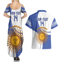 Custom Argentina Football Couples Matching Summer Maxi Dress and Hawaiian Shirt Vamos La Albiceleste - Navy Blue Version - Wonder Print Shop