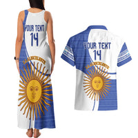 Custom Argentina Football Couples Matching Tank Maxi Dress and Hawaiian Shirt Vamos La Albiceleste - Navy Blue Version - Wonder Print Shop