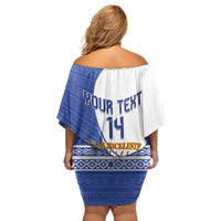 Custom Argentina Football Family Matching Off Shoulder Short Dress and Hawaiian Shirt Vamos La Albiceleste - Navy Blue Version - Wonder Print Shop